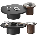 Modern Black And Brown Wooden Coffee Table With Glass Book Tray Phone Notebook