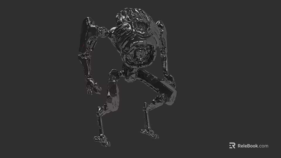 Mechanical Alien Game Movie Character With Skeletal Structure And Metallic Design 3d model 