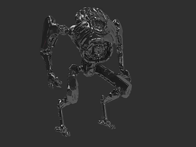 Mechanical Alien Game Movie Character With Skeletal Structure And Metallic Design 3d model