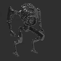 Mechanical Alien Game Movie Character With Skeletal Structure And Metallic Design