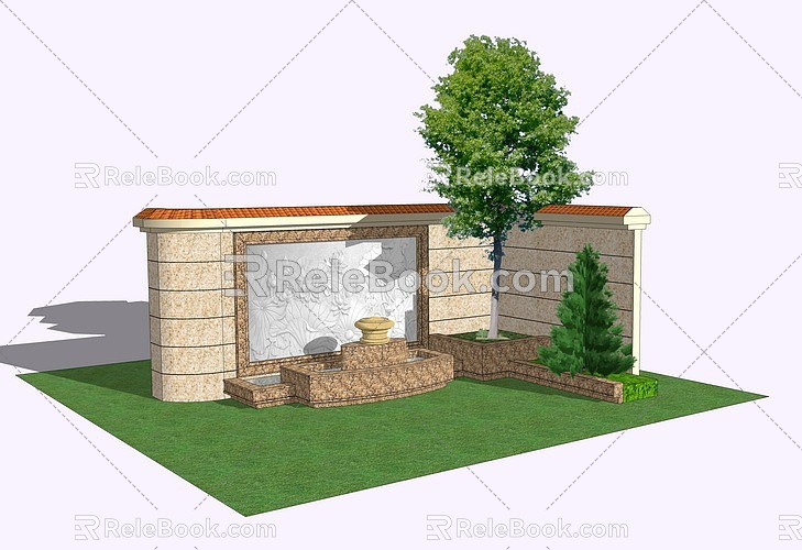 European-style waterscape wall model