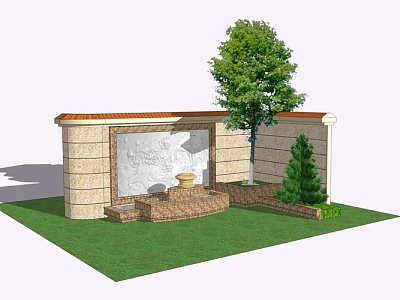 European-style waterscape wall model