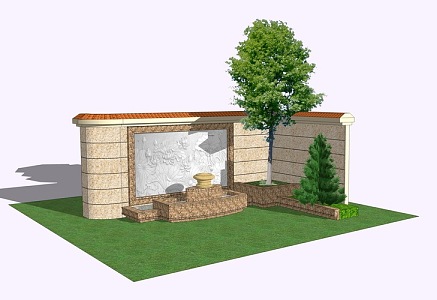 European-style waterscape wall 3d model