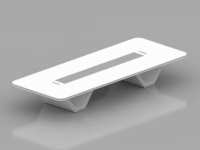 Modern White Office Desk With Unique Stand And Rectangular Surface Section 3d model