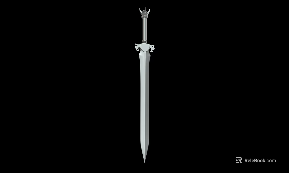Elegant Silver Sword With Crown Decorated Hilt And Ornate Metal Guard Design 3d model 