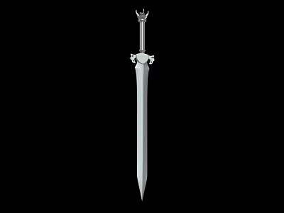 Elegant Silver Sword With Crown Decorated Hilt And Ornate Metal Guard Design 3d model