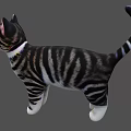 Cute Striped Stuffed Cat Toy With Pink Ears And Yellow Eyes