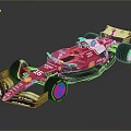 Red Formula 1 Racing Car Featuring Shell Logo Number 55 Black Tires And Red Rims