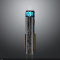 Modern Tall Tower Building With Glass Facade Blue Top Lighting And Orange Bottom Accents