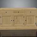 Wooden Storage Cabinet With Three Drawers Three Doors Black Handles Light Wood Finish