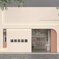 Modern Minimalist Hair Salon Exterior Design With Cream Wall And Warm Ambient Lighting
