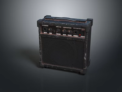 Vintage Style Black Computer Speaker With Control Panel And Worn Design 3d model