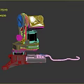 Computer Robotic Arm With Red And Silver Design Base And Cable Components 3d model