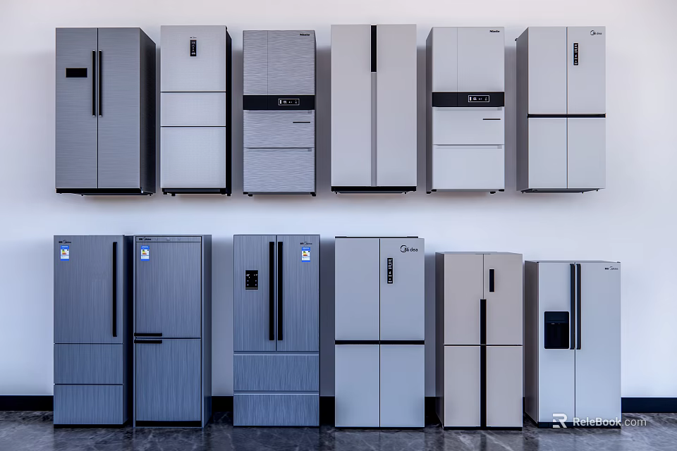 Modern Refrigerators and Freezers Collection with Various Styles Colors and Designs 3d model 