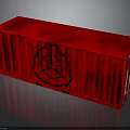 Red Shipping Container Equipment Featuring Black Logo And Smooth Exterior Design