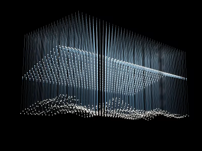 Contemporary Artistic Chandelier With Sleek Vertical Lines And Illuminated Light Glow 3d model