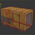 Industrial Computer Cabinet With Yellow Metal Doors And Ventilation Grilles
