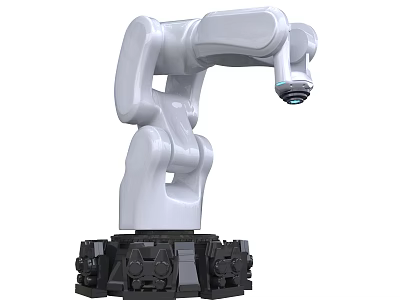 Intelligent Robotic Arm With White Exterior And Black Stable Base Structure Design 3d model