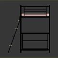 Bunk Bed With Black Metal Frame Upper Mattress Lower Desk And Storage Shelves