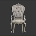 Elegant Classic Armchair with Tufted Backrest Carved Legs and Light Upholstered Seat