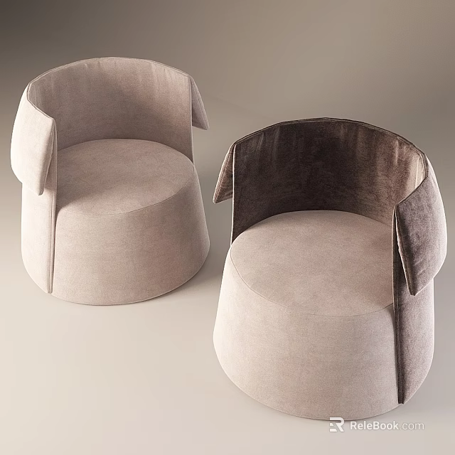 Elegant Soft Fabric Upholstered Round Leisure Chairs For Modern Cozy Home Living Room Decoration 3d model 
