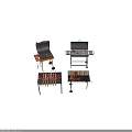 Outdoor Barbecue Grills With Various Designs Skewers Sausages Meat And Grilling Racks