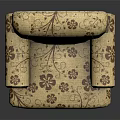 Traditional Single Sofa With Floral Pattern And Wooden Legs In Neutral Tone