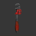 Adjustable Wrench With Red Handle And Metal Body For Plumbing Repair Tools