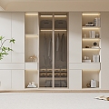 modern wardrobe cream bookcase 3d model