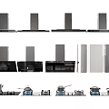 Modern Kitchen Appliances Featuring Range Hoods Stoves and Multiple Styles 3d model