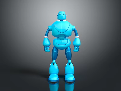 Blue Robot 3D Model Design With Shiny Surface And Stylized Joints Toy Figurine 3d model
