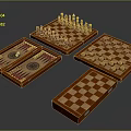 Traditional Wooden Chess And Backgammon Game Set With Foldable Boards And Pieces