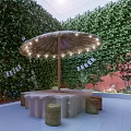 Book Art Themed Library Interior With Wooden Grille And Circular Arch
