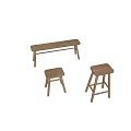 Modern Light Wood Stools And Bench With Simple Design For Home Use 3d model