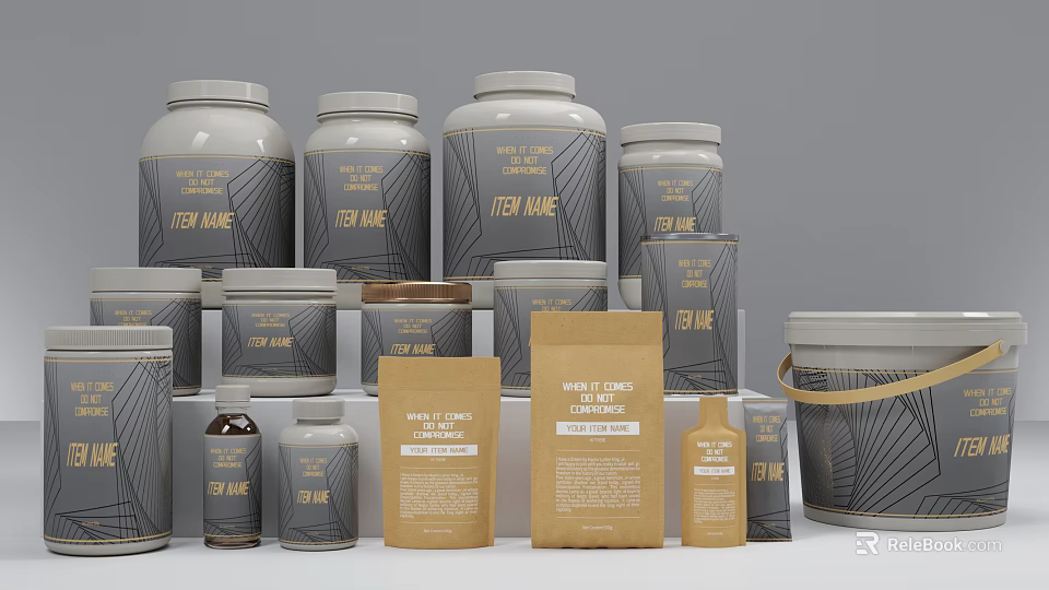 Collection of Ceramic Vessels For Tea Storage With Various Sizes And Labels 3d model 