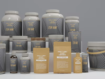 Collection of Ceramic Vessels For Tea Storage With Various Sizes And Labels 3d model