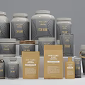 Collection of Ceramic Vessels For Tea Storage With Various Sizes And Labels