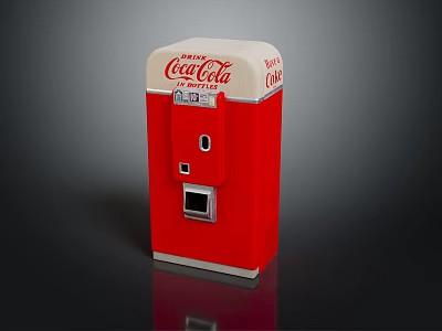 Coca-Cola Commercial Vending Machine With Red And White Exterior Design 3d model