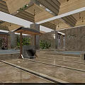 Luxury Hotel Lobby With Natural Marble Finishes Warm Ambient Lighting And Cozy Indoor Spa Pools