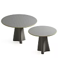 Modern Round Coffee Tables with Terrazzo Surface Two Sizes Unique Base Design for Living Room