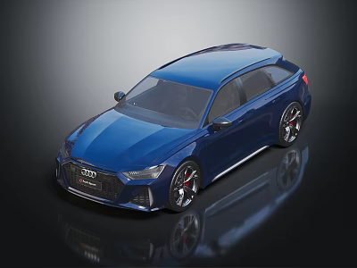 Blue Audi Station Wagon With Sleek Modern Exterior And Sporty Wheels 3d model