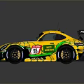 Yellow Racing Car With Green Graphics Rear Wing And Number 63