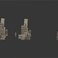 Stone Material Broken Vehicle Parts in 3D Model with Mechanical Details and Realistic Design
