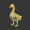 Detailed Metallic Robotic Goose With Red Eyes And Orange Feet
