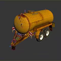 Rusty Orange Tanker Trailer With Wheels And Reflective Strips On Dark Background