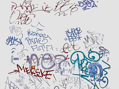 Street Art Style Wall Decor With Colorful Graffiti Letters And Patterns 3d model