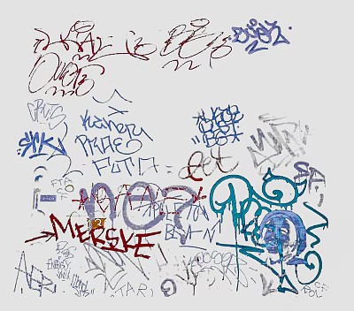 Street Art Style Wall Decor With Colorful Graffiti Letters And Patterns 3d model