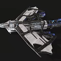 Futuristic Spaceship Design Featuring Metallic Exterior Aerodynamic Shape And Blue Accent Lights