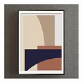Geometric Abstract Artwork With Colorful Blocks Framed On Gray Wall Decor 3d model