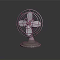 Retro Metal Table Fan With Circular Wire Guard And Silver Base Design 3d model